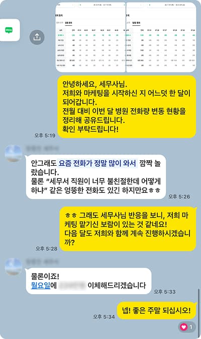 세무사 마케팅 성과 채팅